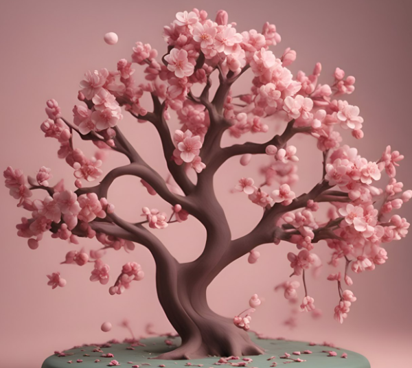 Figura decorativa de madera Flor de almendro